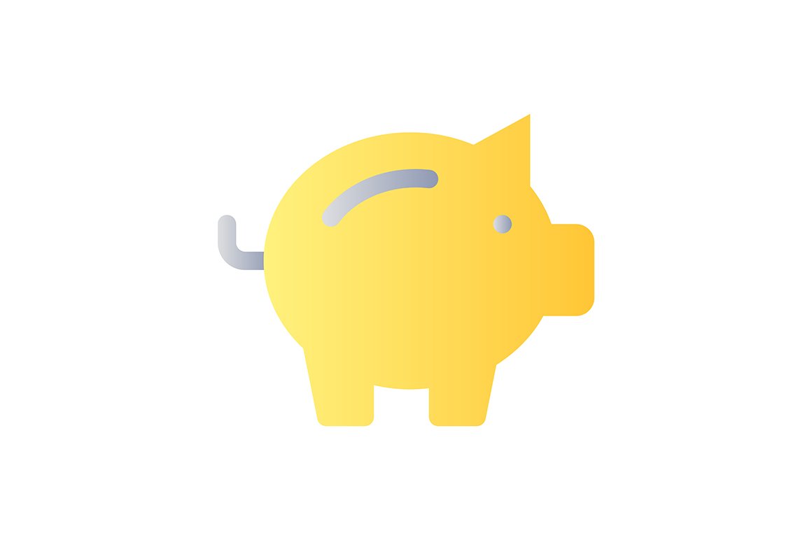 Piggy bank flat gradient color icon cover image.