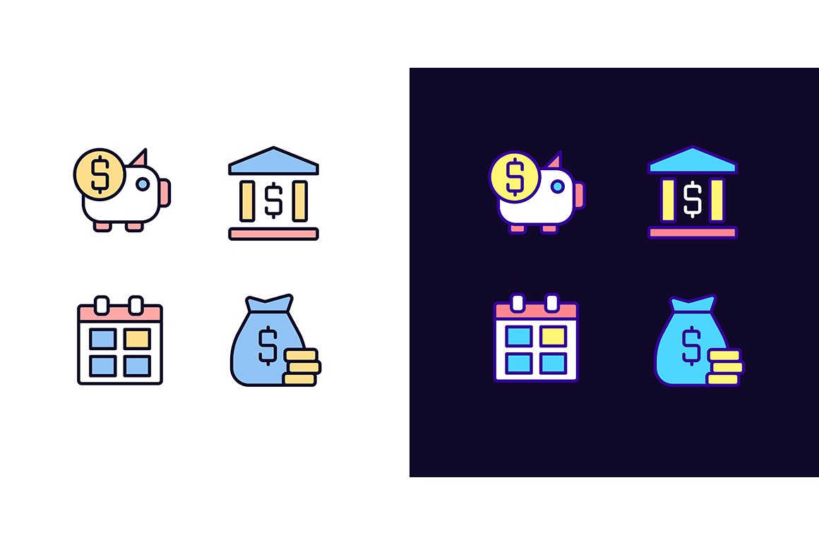 Business and finance icons set cover image.