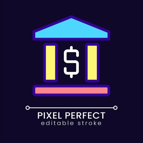 Bank building pixel perfect RGB icon cover image.