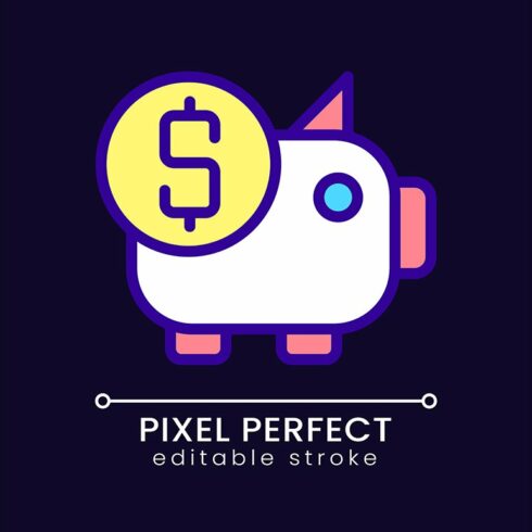 Piggy bank pixel perfect RGB icon cover image.