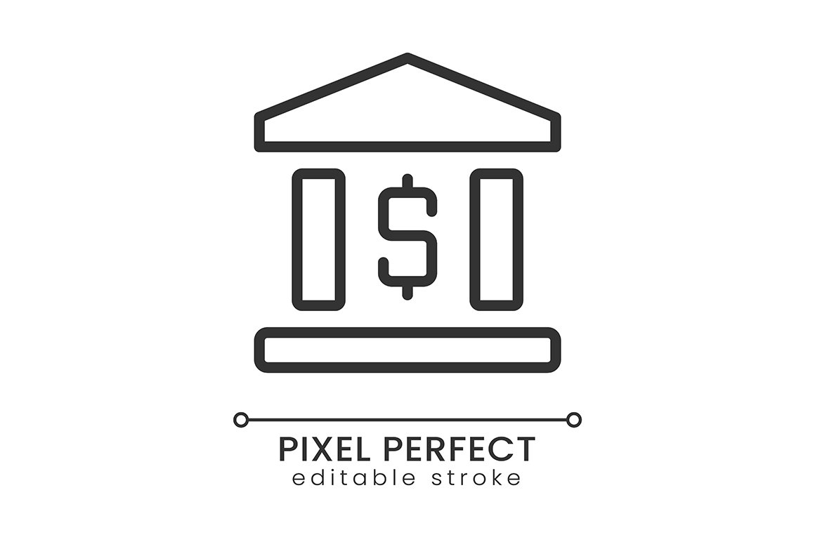 Bank building pixel perfect icon cover image.