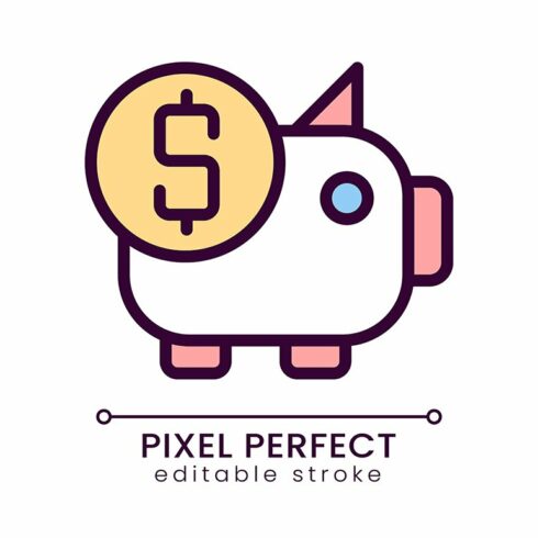 Piggy bank pixel perfect RGB icon cover image.