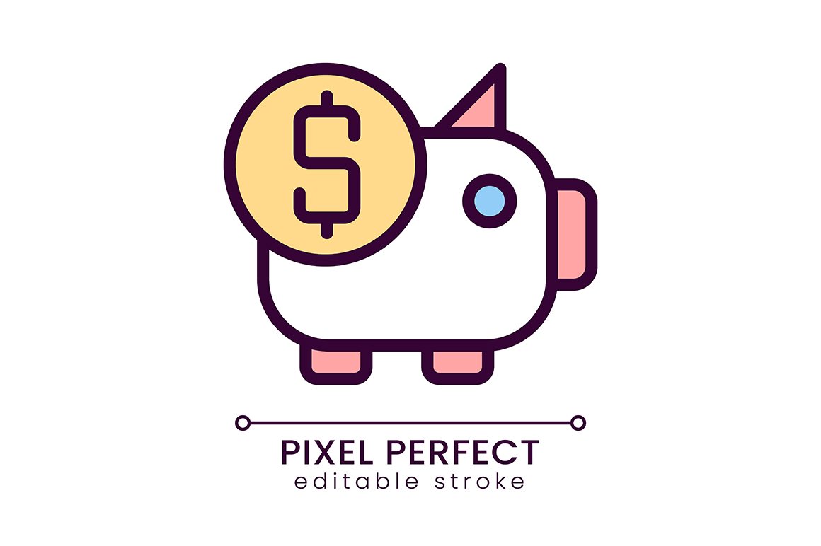 Piggy bank pixel perfect RGB icon cover image.