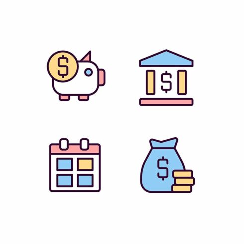 Business and finance RGB color icons cover image.
