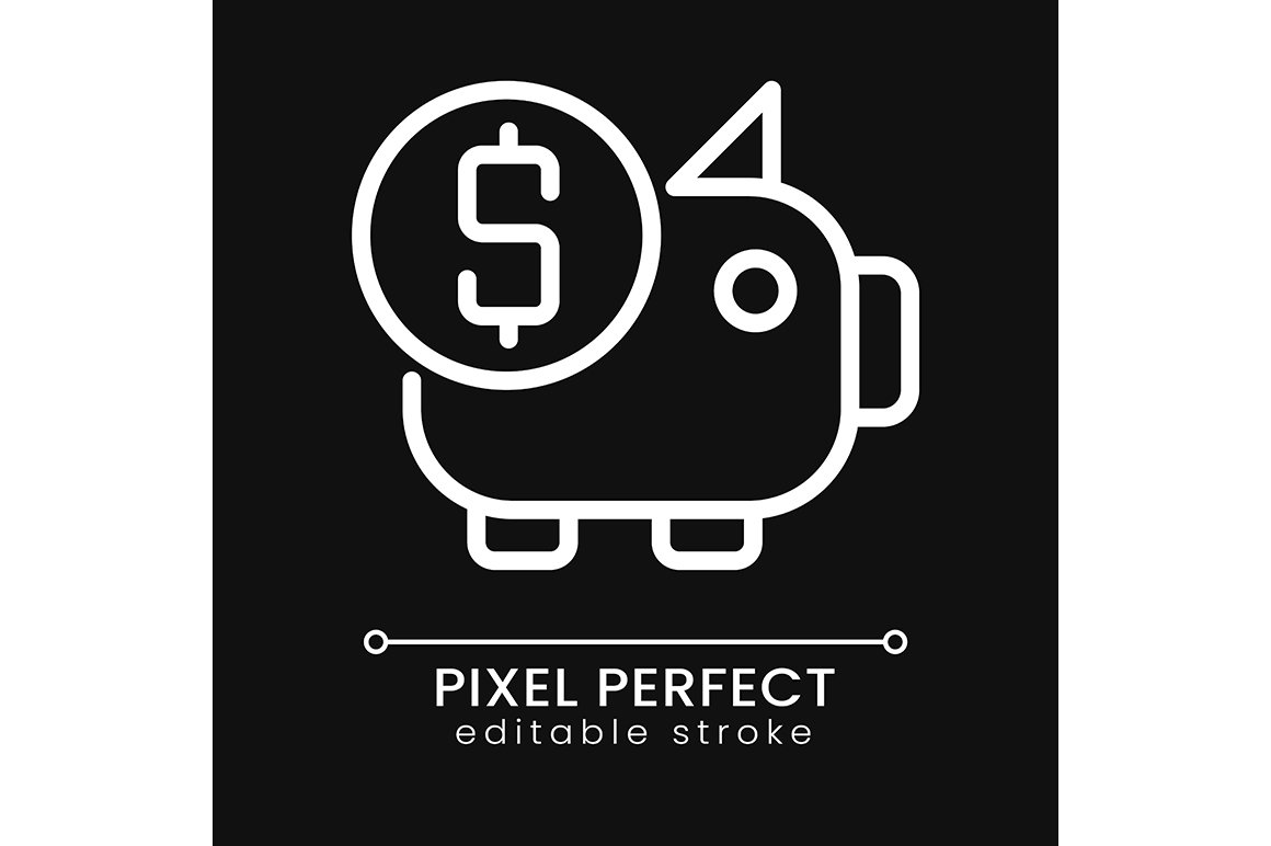 Piggy bank pixel perfect linear icon cover image.