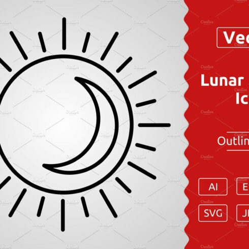 Vector Lunar Eclipse Outline Icon cover image.