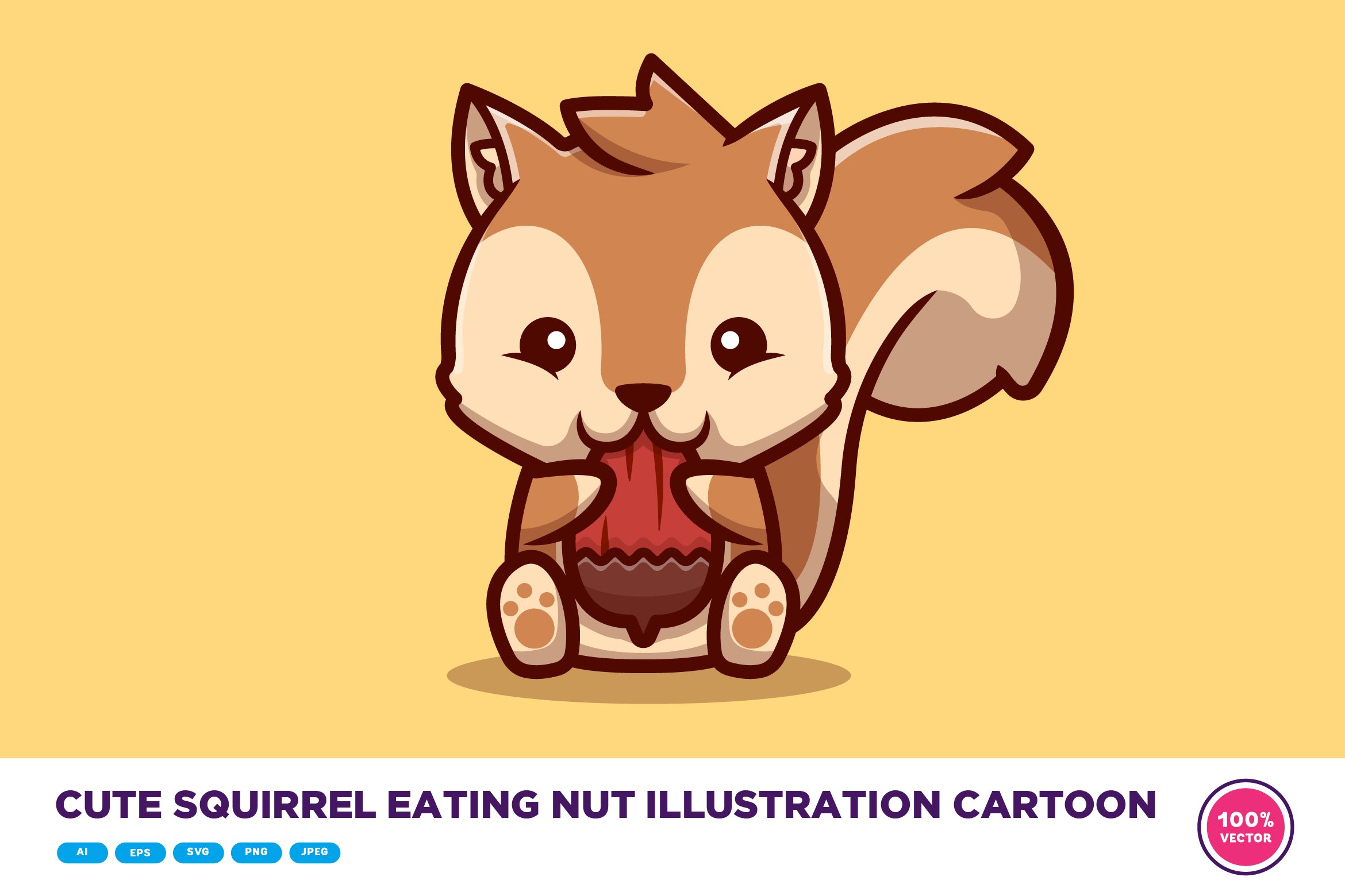 Cute Squirrel Eating Nut Cartoon cover image.