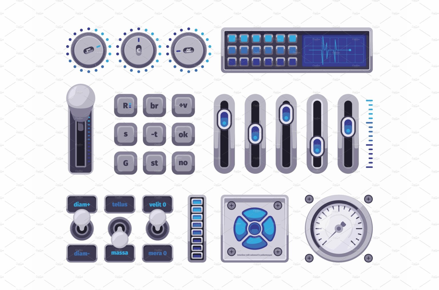 Control panels. Ui elements buttons – MasterBundles