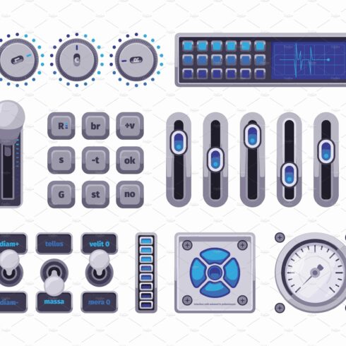 Control panels. Ui elements buttons cover image.