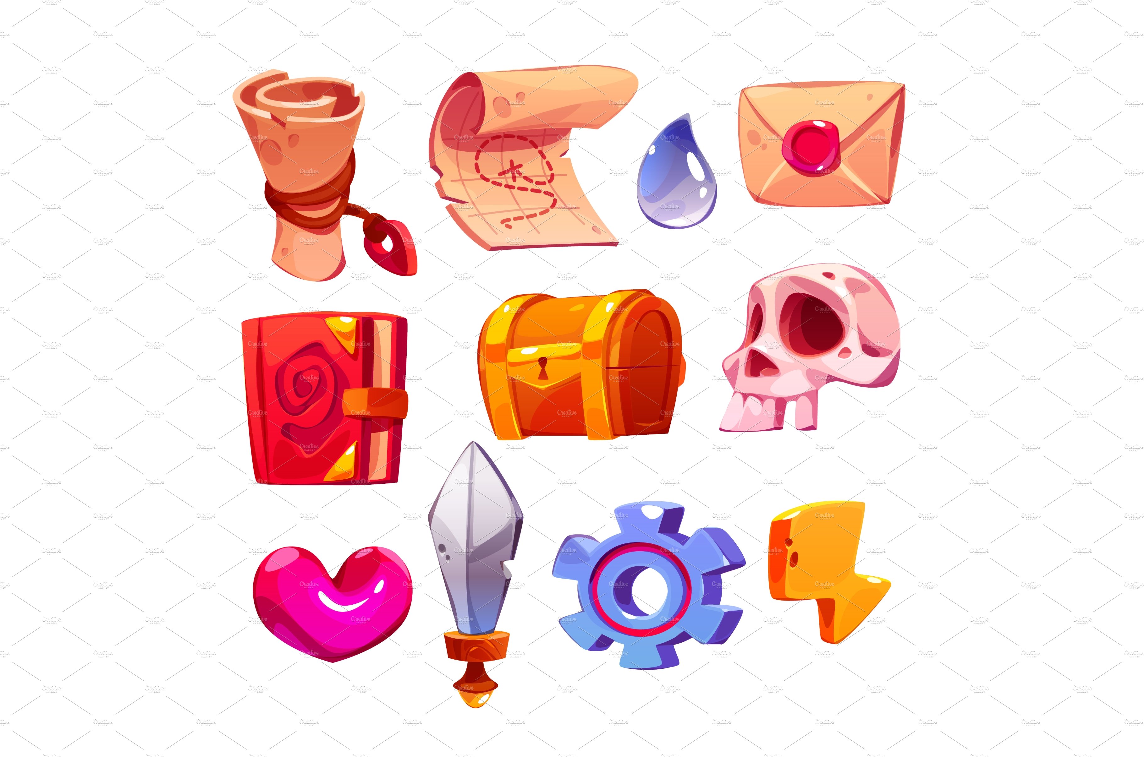 Game icons cartoon parchment scroll cover image.