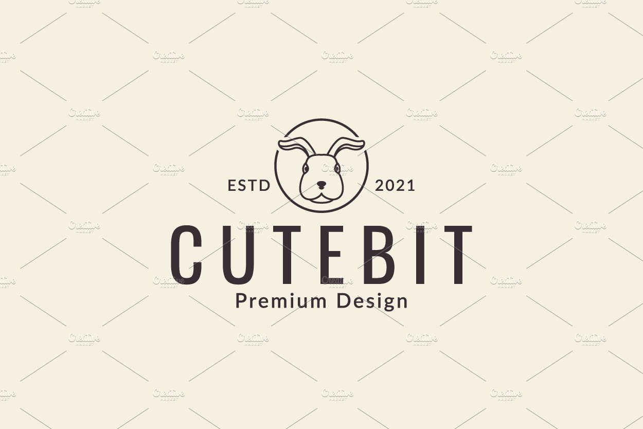 lines animal pets rabbit head logo cover image.