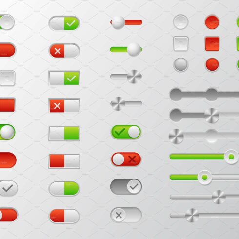 On and off switch buttons. UI design cover image.