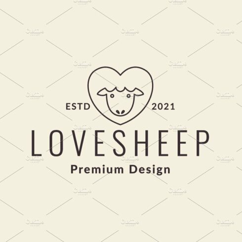 lines sheep love logo vector symbol cover image.