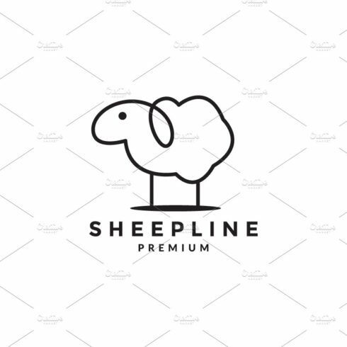 cute line art sheep logo vector cover image.