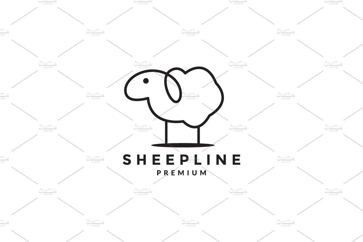 cute line art sheep logo vector cover image.