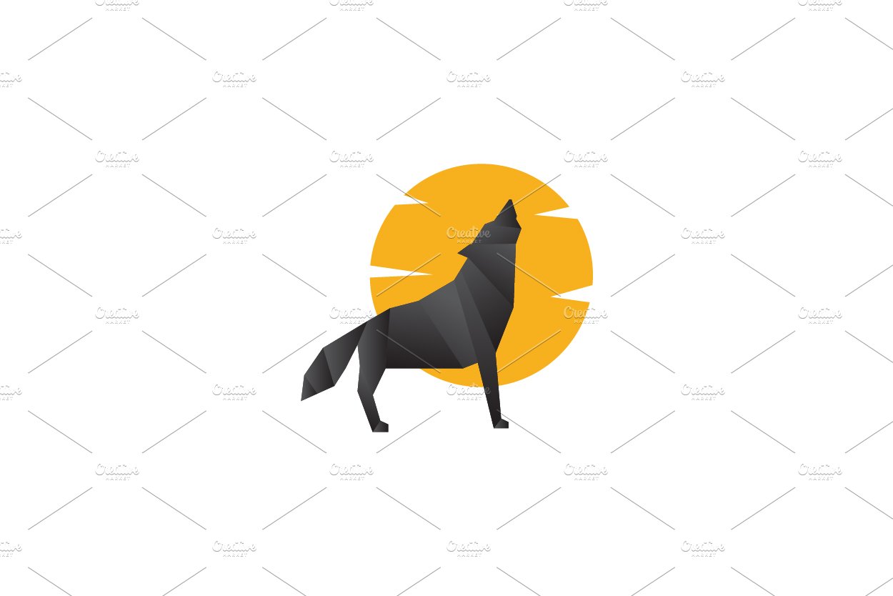 abstract wolf howling sunset logo cover image.