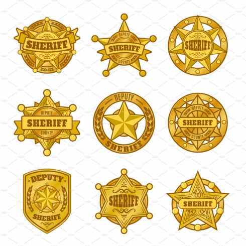 Sheriff badges. Police department cover image.