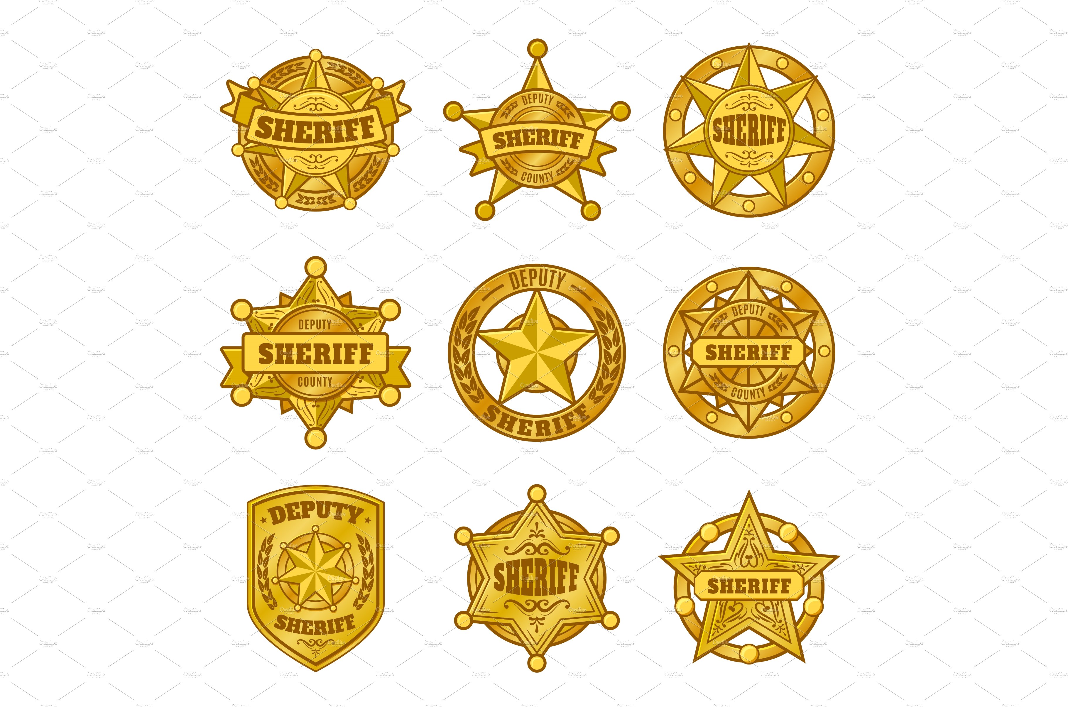 Sheriff badges. Police department cover image.