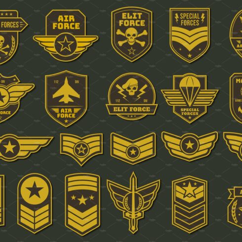 Army badges. Military units emblems cover image.