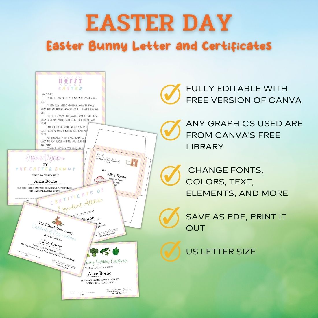 Easter bunny letter and certificate.