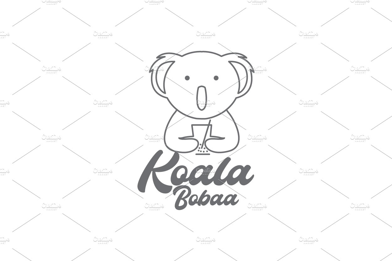 koala with fresh drink logo design cover image.