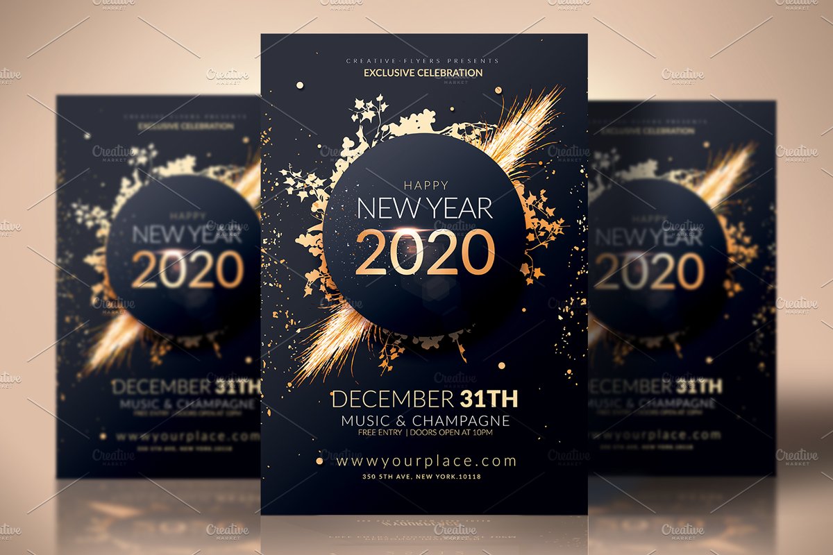 New year Flyer Invitation cover image.