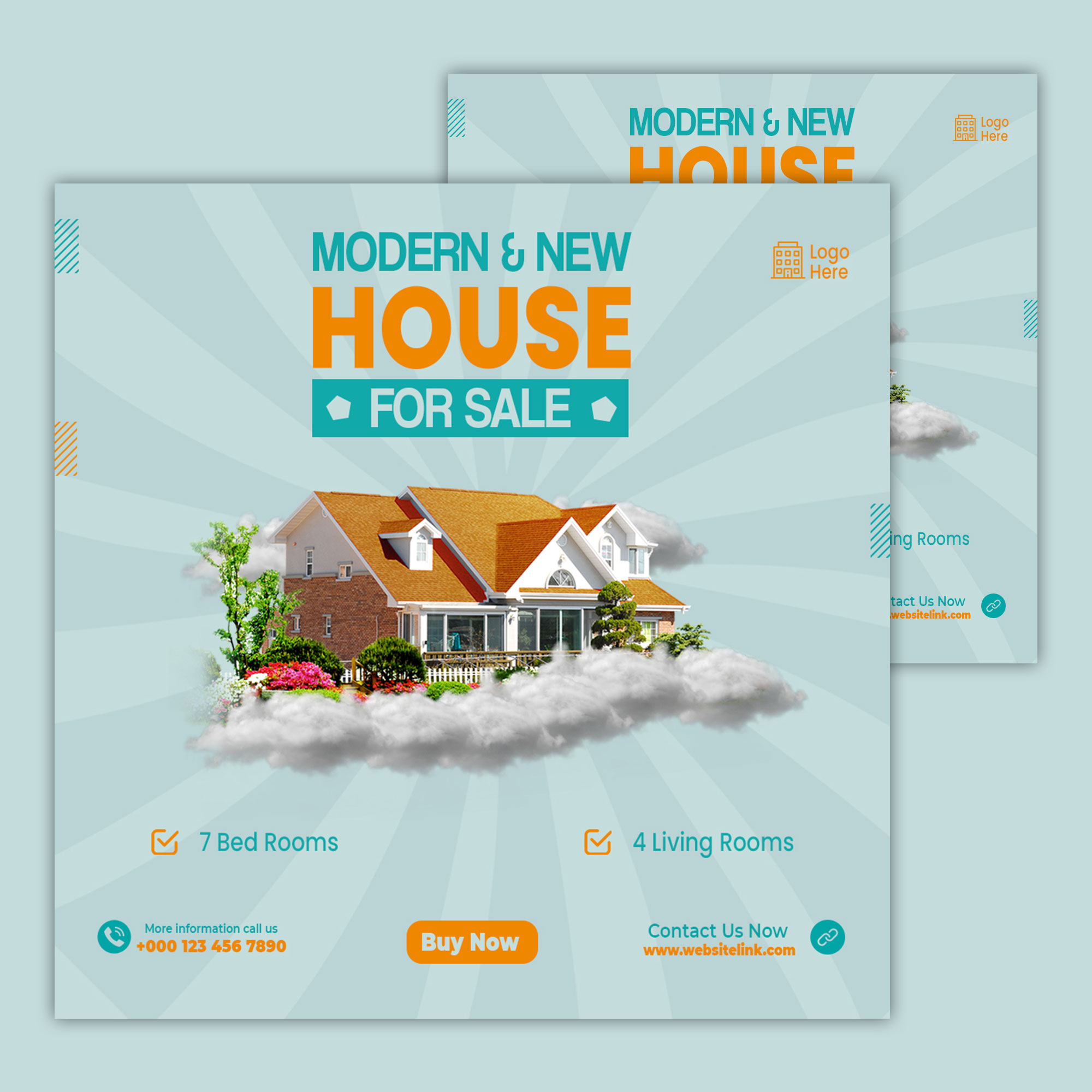 PSD real estate house property selling instagram post or square web banner template preview image.