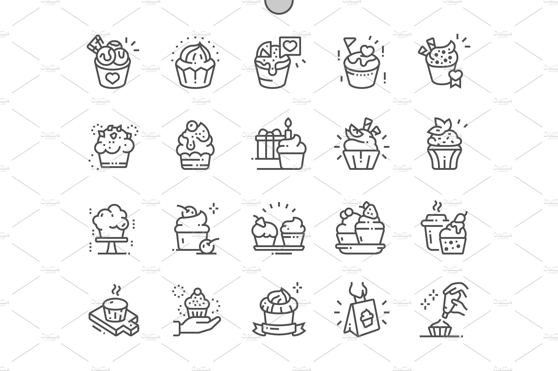 Cupcakes Line Icons cover image.