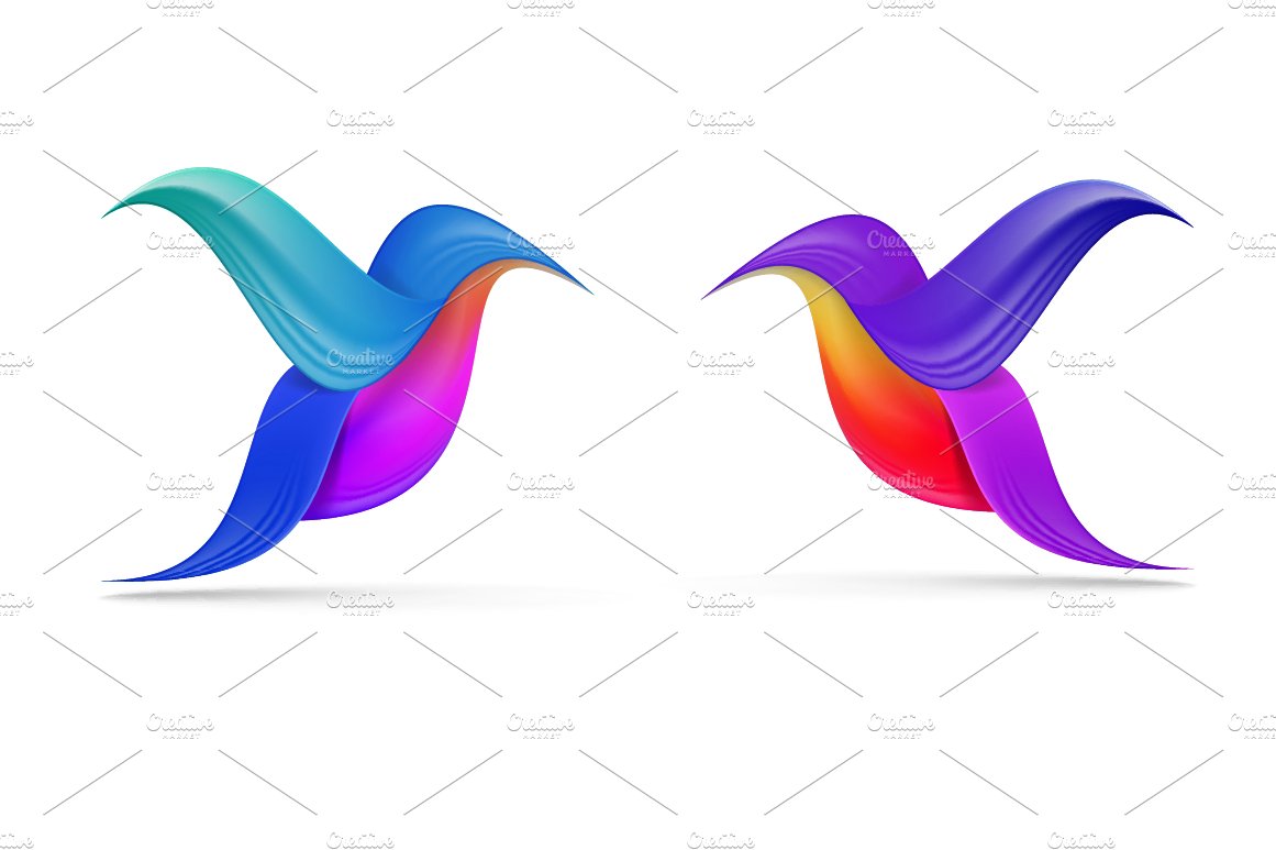Hummingbird abstract symbols preview image.