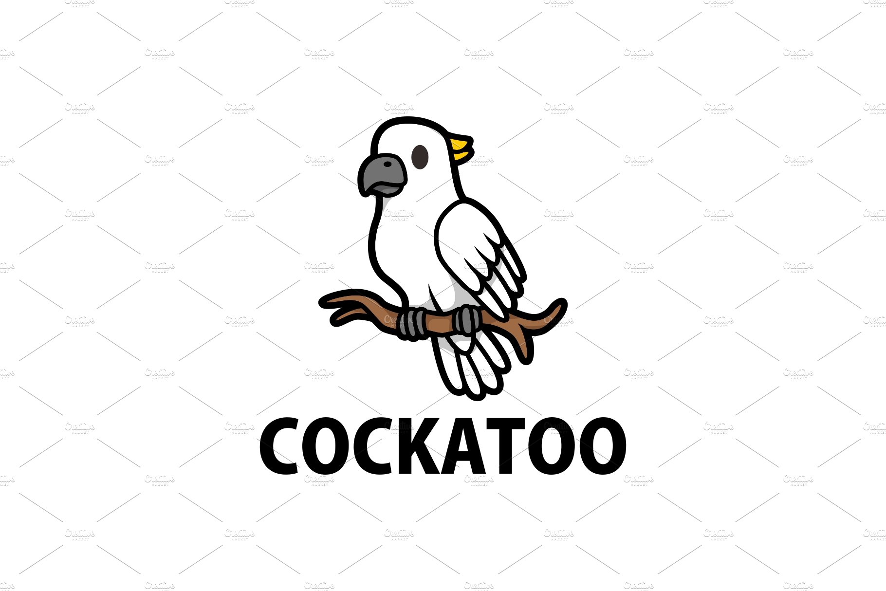 cute cockatoo cartoon logo vector cover image.