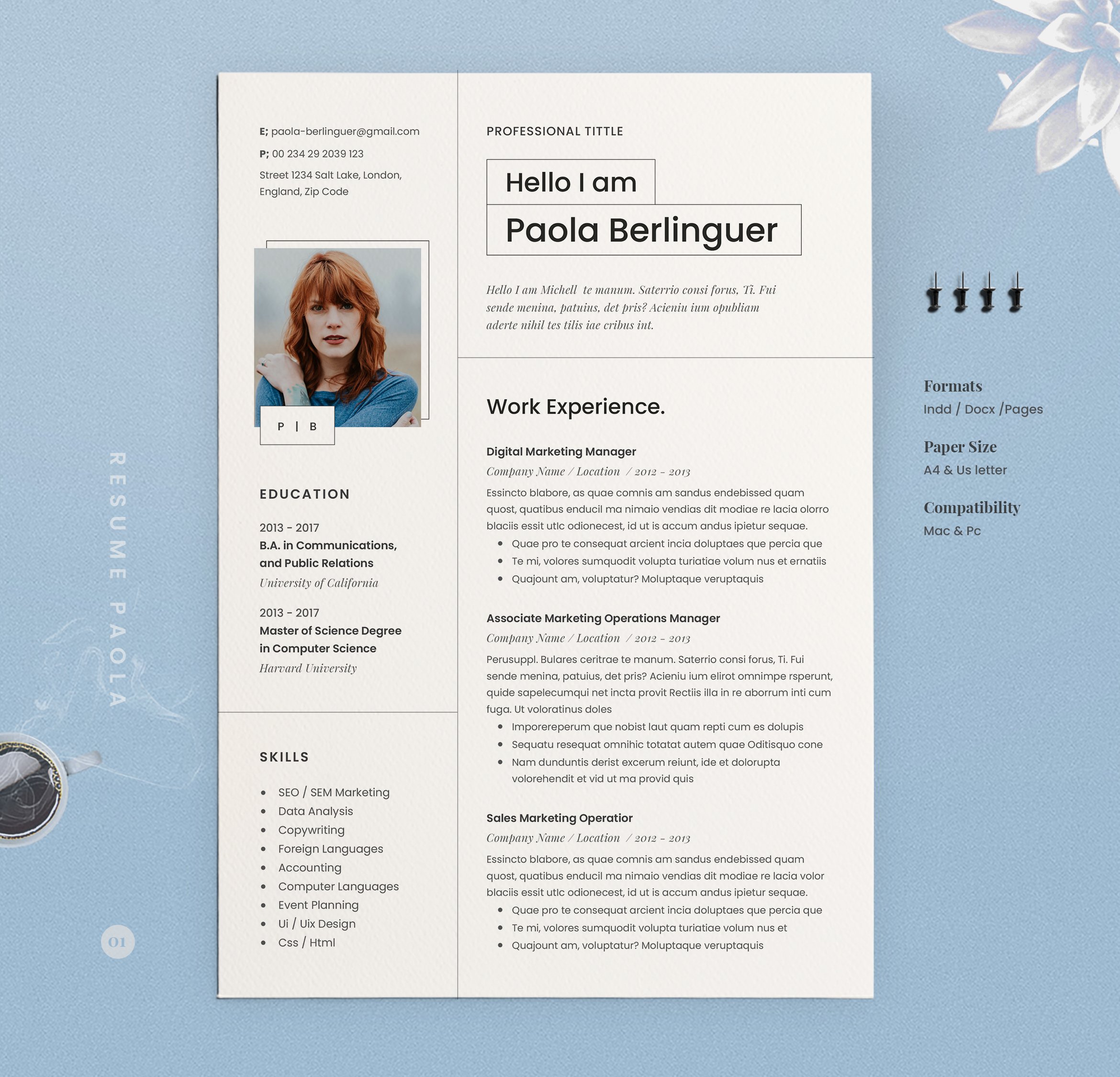 Resume Cv Template preview image.