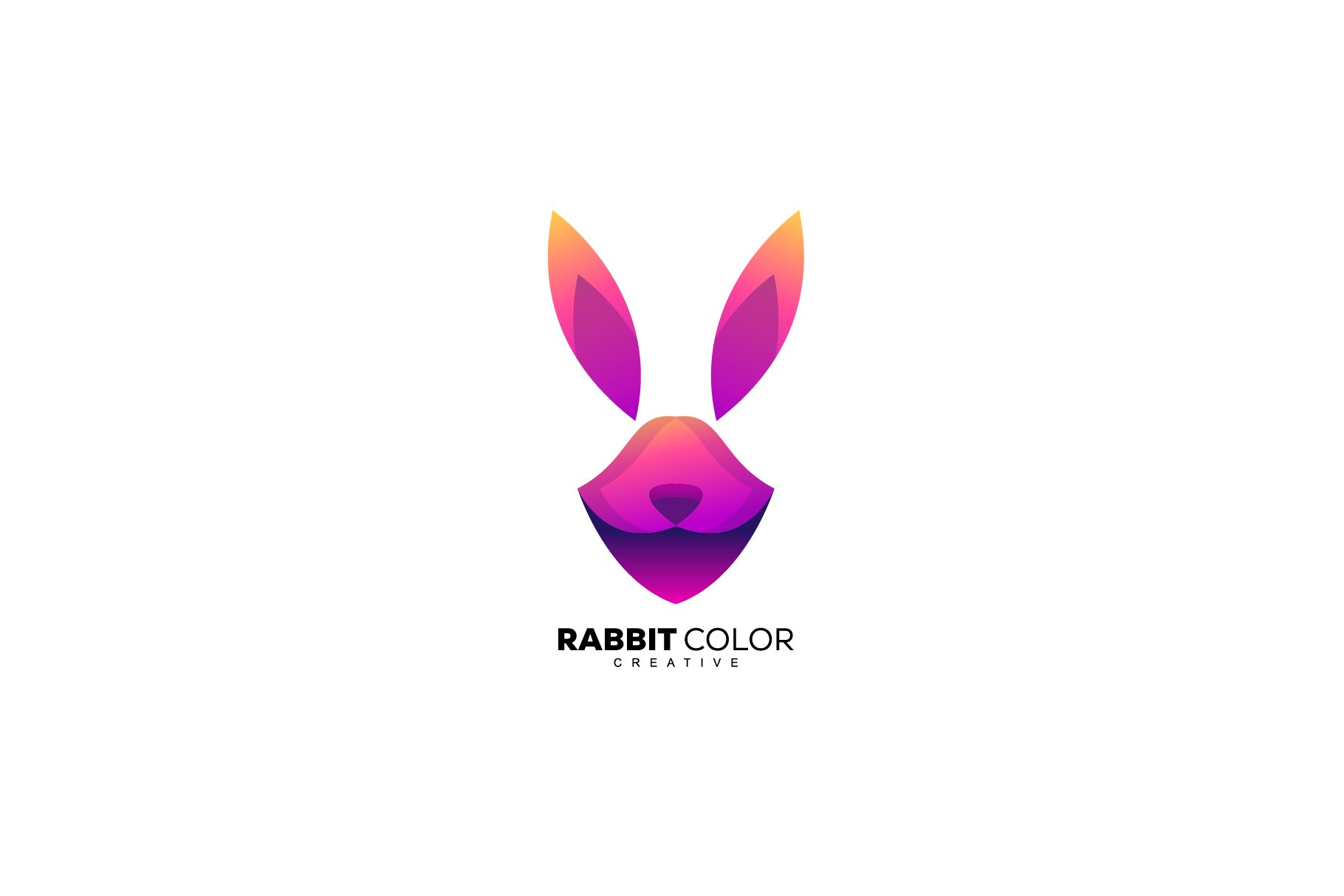 head rabbit logo design colorful cover image.