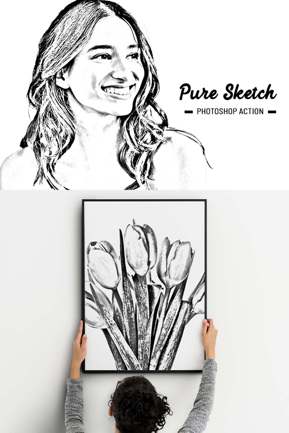 Pure Sketch Photoshop Action pinterest preview image.