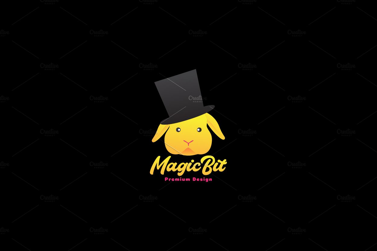 head rabbit logo magic hat abstract cover image.