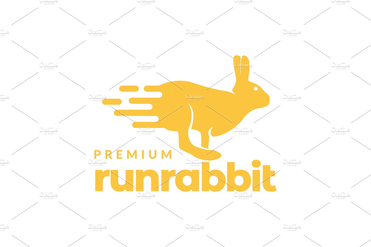 rabbit run with fast logo design cover image.