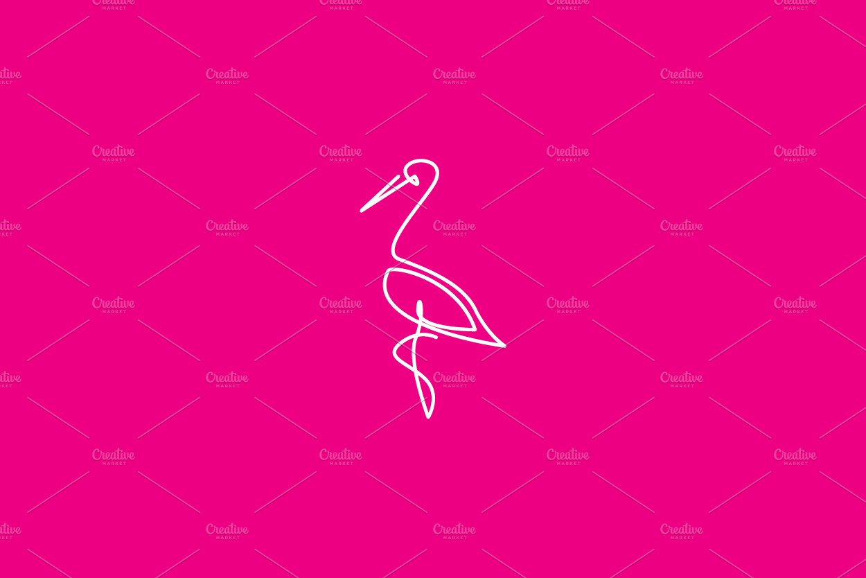lines single flamingo logo vector cover image.