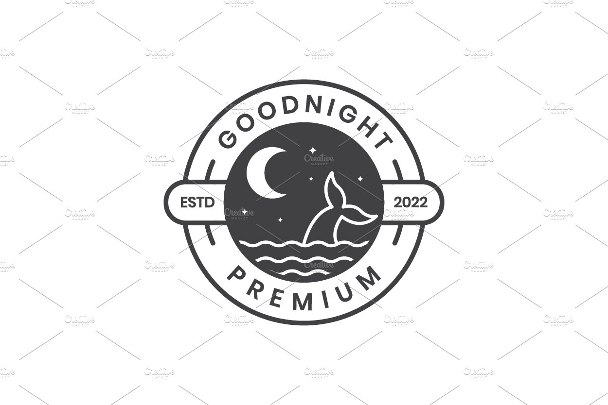 night sea with whale and moon logo cover image.