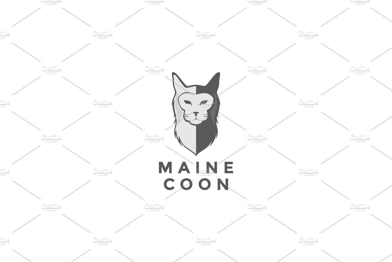 head cat main coon logo vector icon cover image.