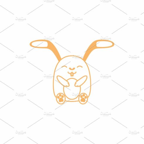 cute cartoon rabbits smile logo cover image.