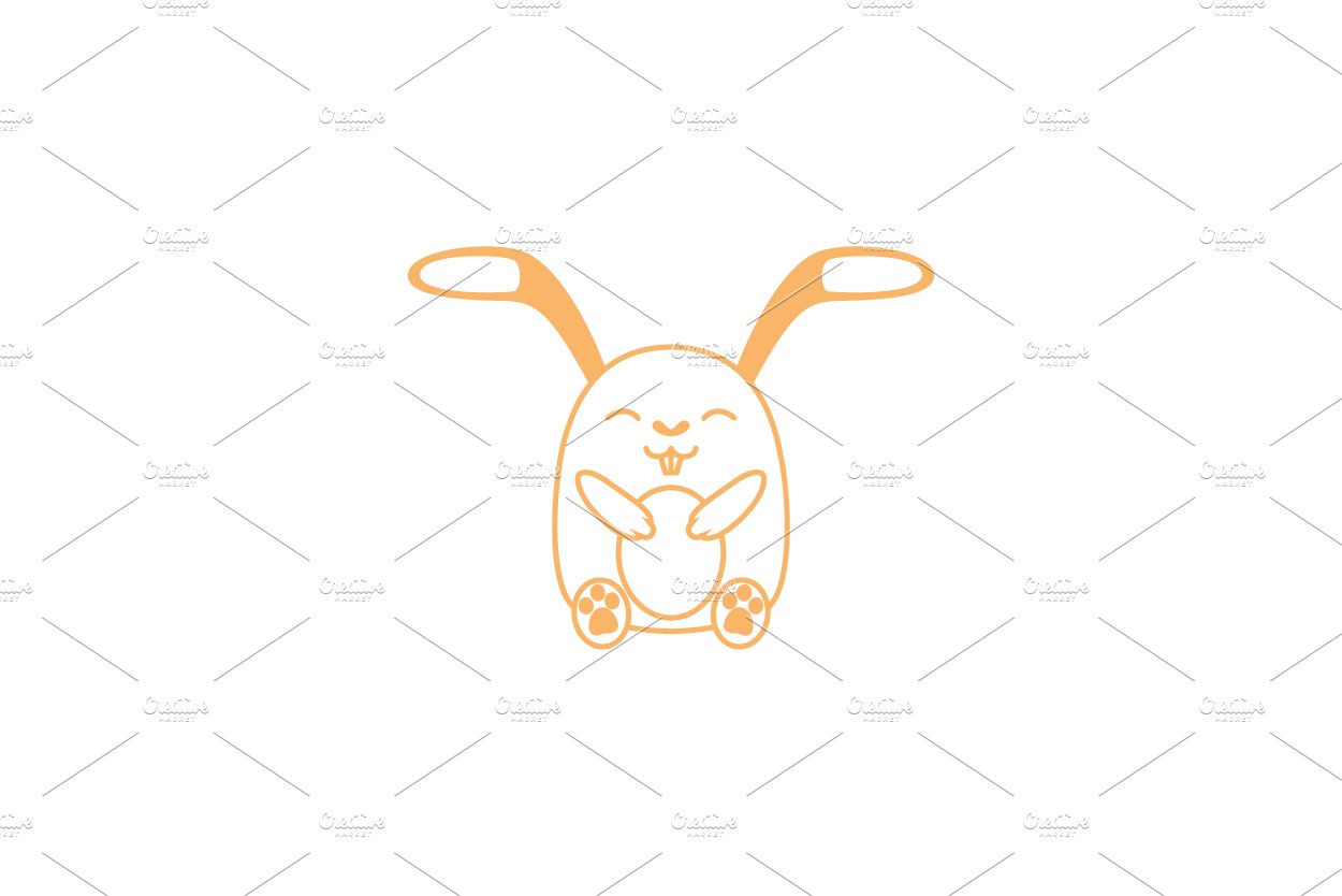 cute cartoon rabbits smile logo cover image.