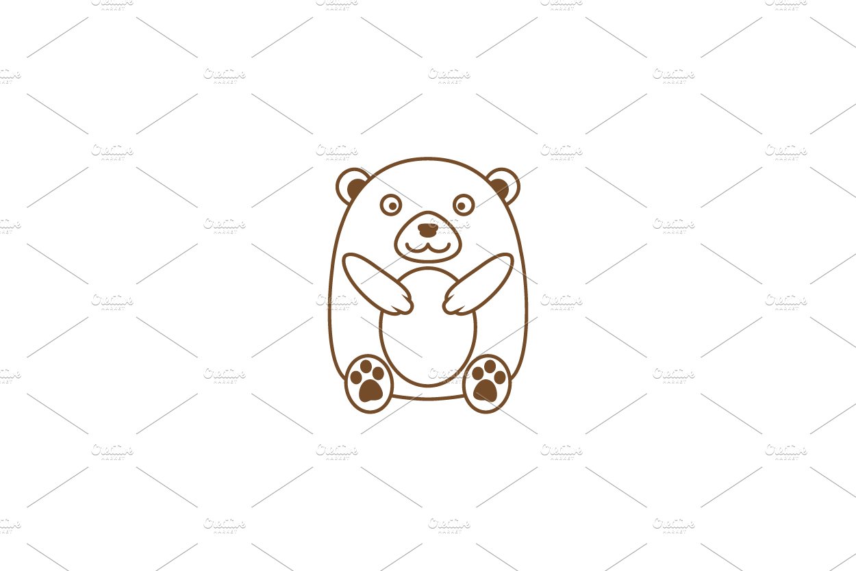 lines cute baby bear smile logo cover image.
