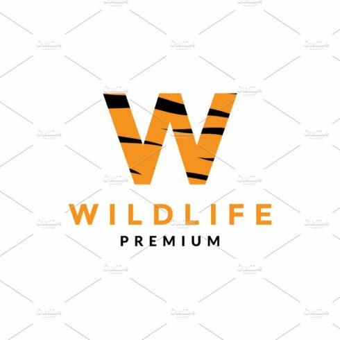 letter W for wild  tiger logo vector cover image.