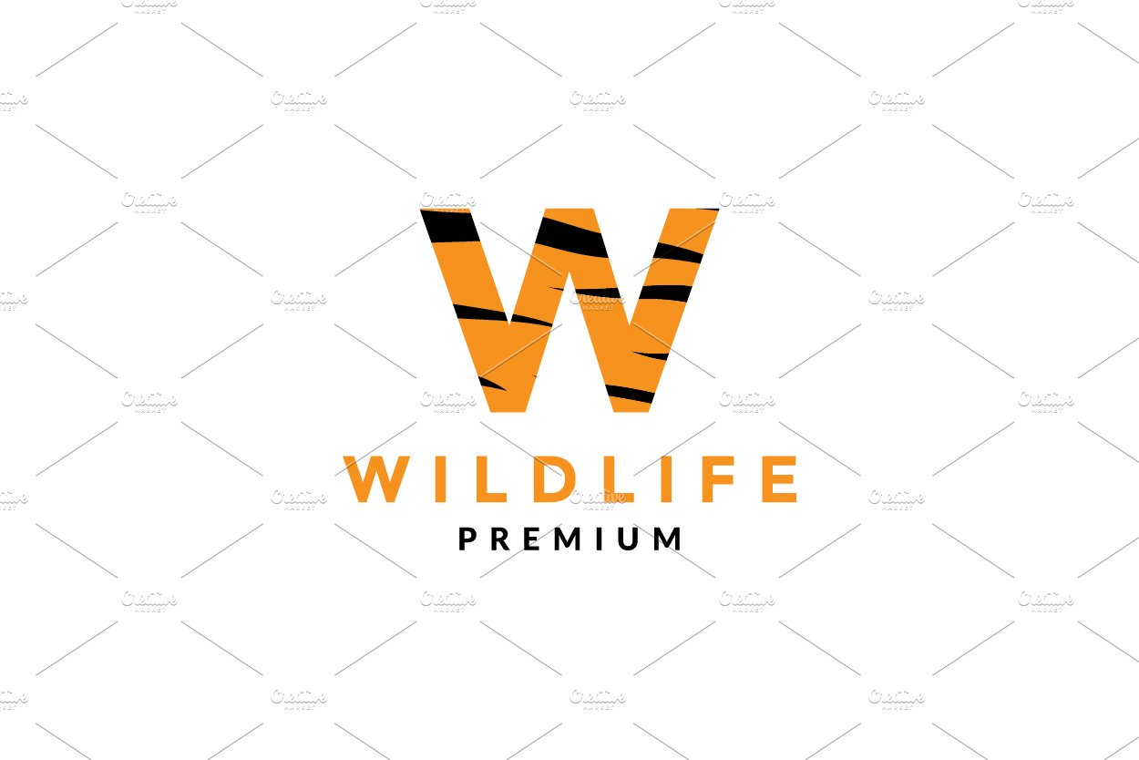 letter W for wild  tiger logo vector cover image.