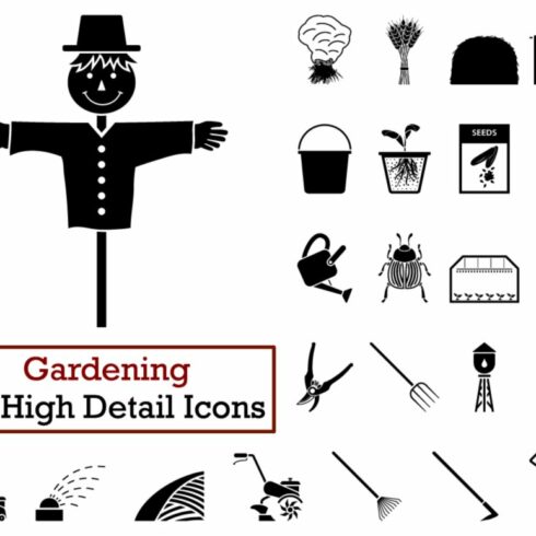 Set of 24 Gardening Icons cover image.