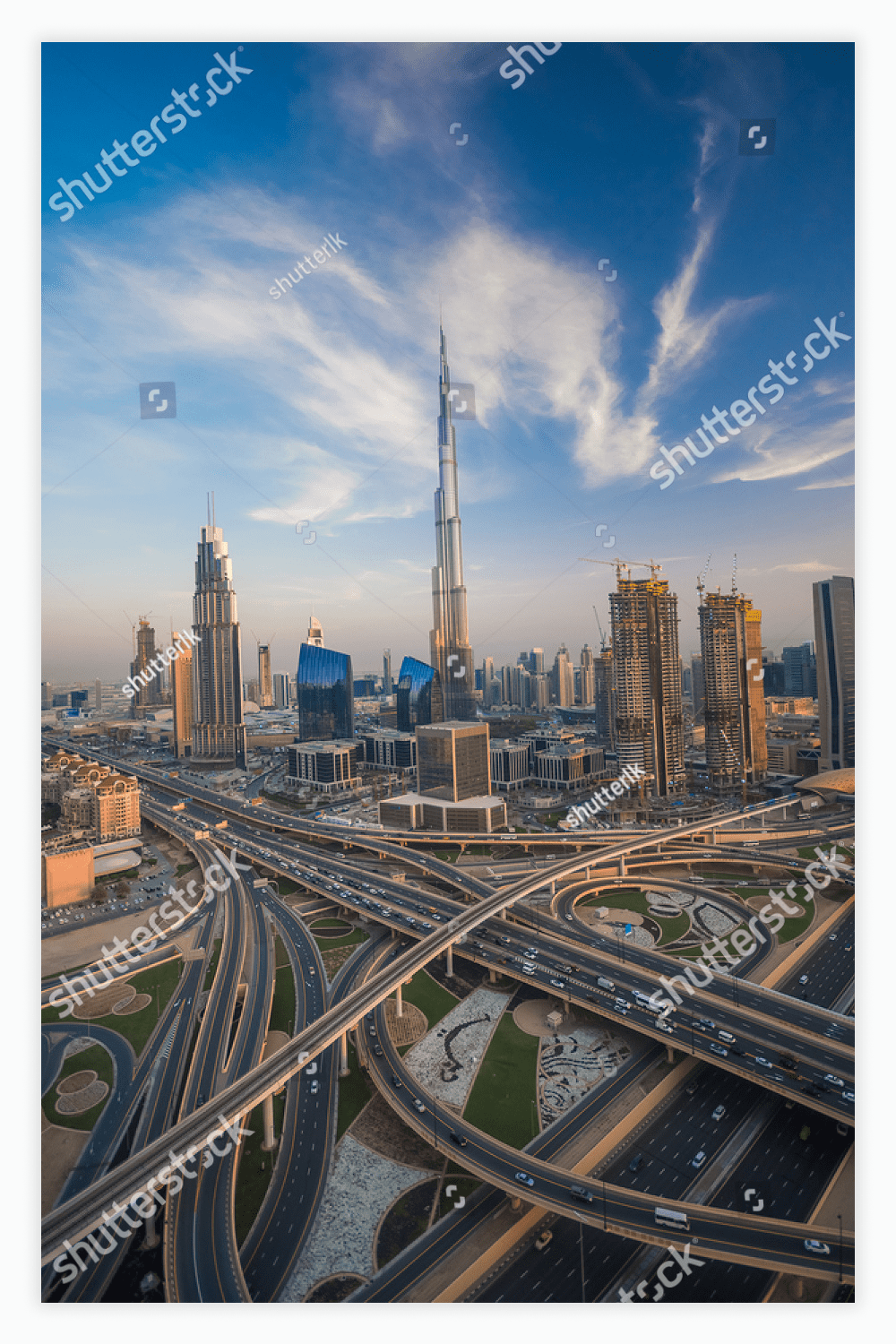 Dubai skyline with beautiful city close to it's busiest highway on traffic.