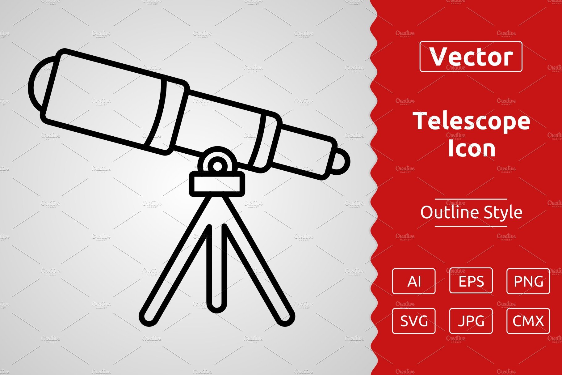Vector Telescope Outline Icon cover image.