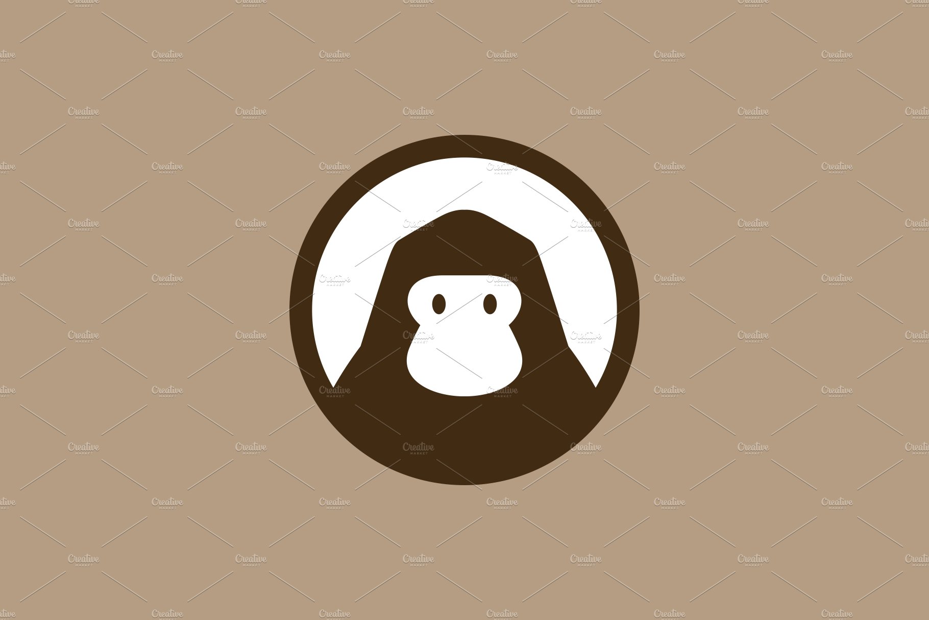 gorilla in round emblem logo vector cover image.