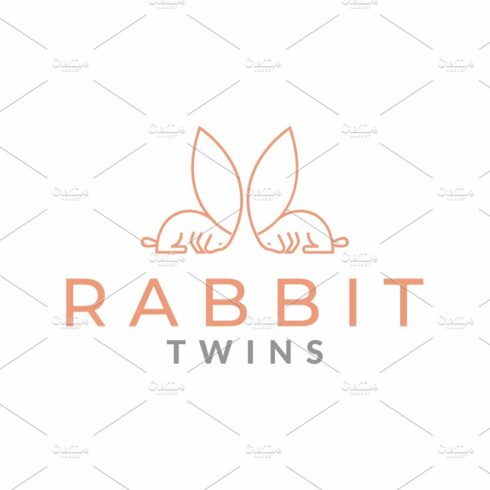 long ears twin rabbits logo design cover image.