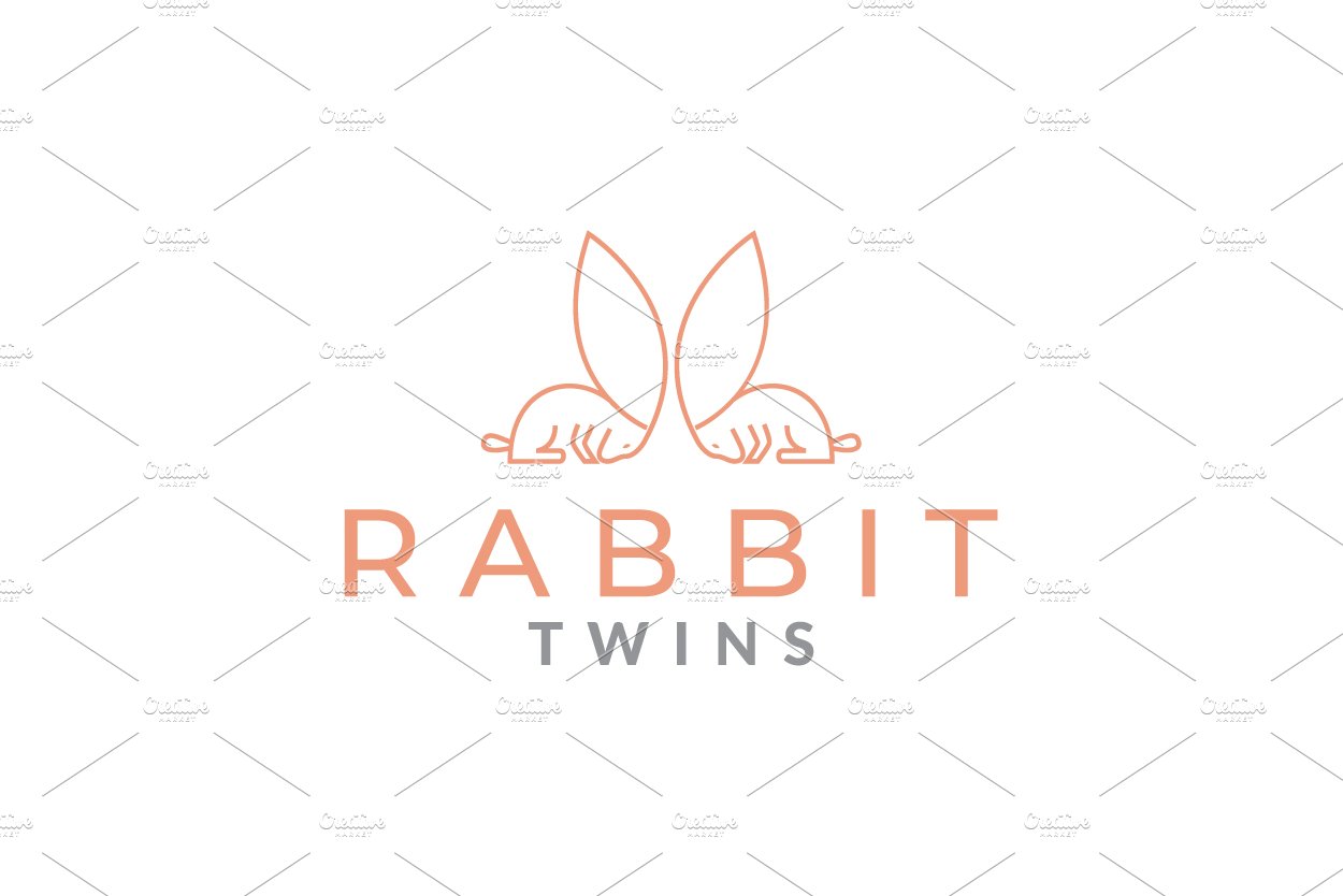 long ears twin rabbits logo design cover image.