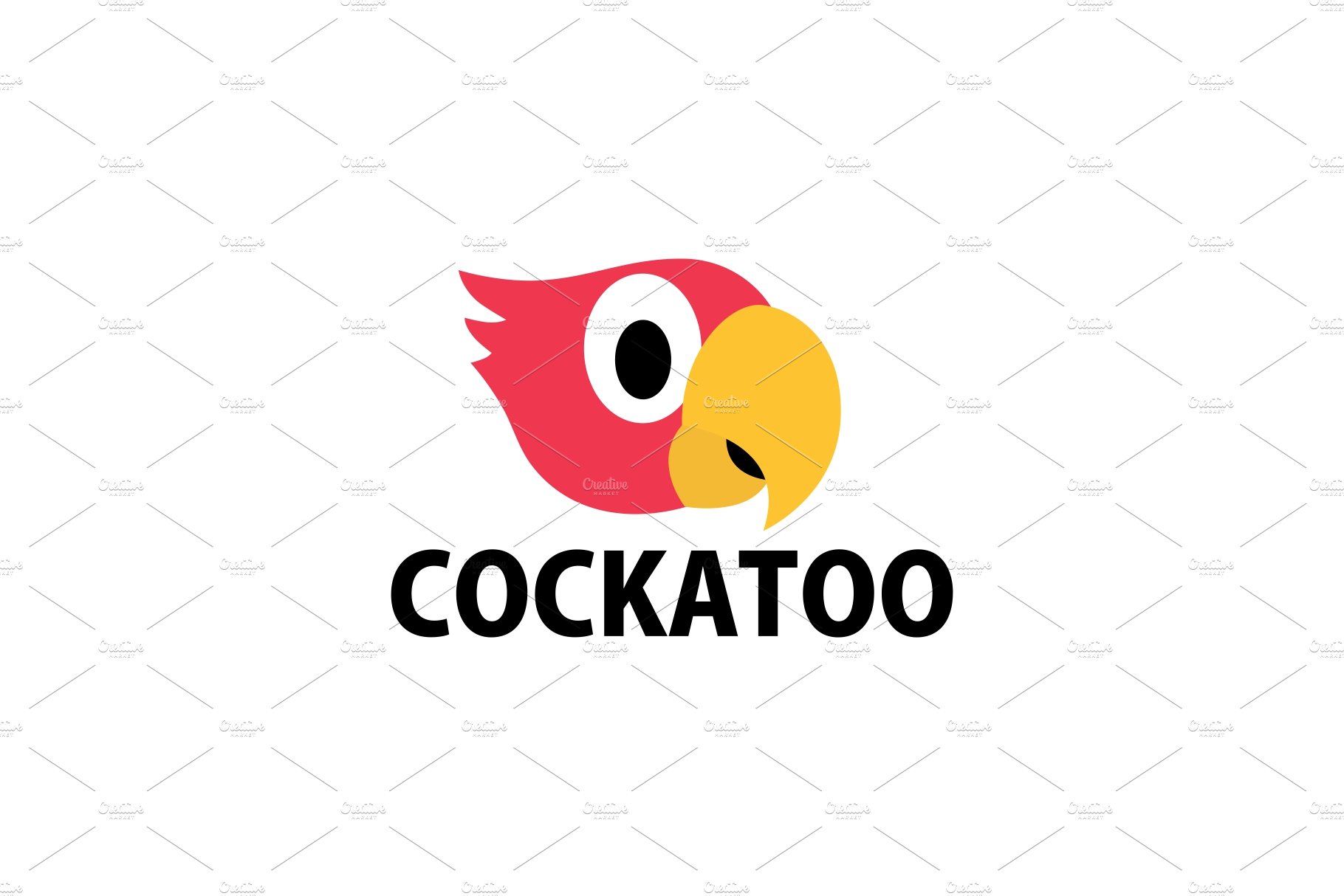 cute cockatoo flat logo vector icon cover image.